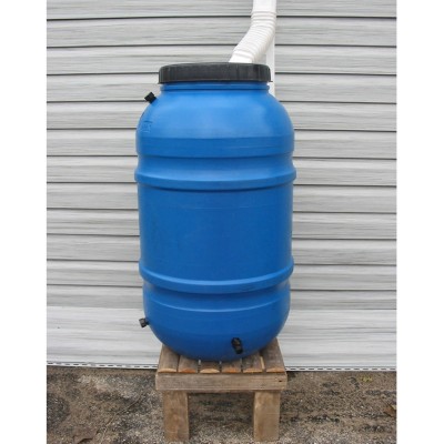 Upcycle 55 Gallon Blue Rain Barrel   